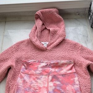 Athleta Girl Sherpa Hoodie and Tie-Dye Leggings Set